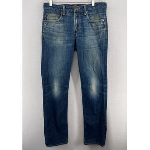 BONOBOS Jeans Mens 33 x 34 Denim Straight Leg 5 Pocket Stretch Cotton Blue